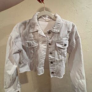 Amazon White Button-Up Cropped Jacket